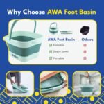 Blue collapsible foot soaking tub with textured bottom for massage, shown unfolded and ready for use.