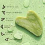 A BAIMEI IcyMe green jade roller and a matching green jade gua sha tool displayed together in elegant packaging.