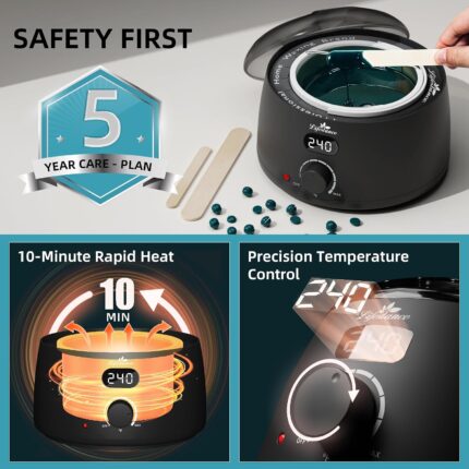 Lifestance L2 Digital Wax Pot Warmer Kit with jasmine hard wax beads and waxing accessories displayed.