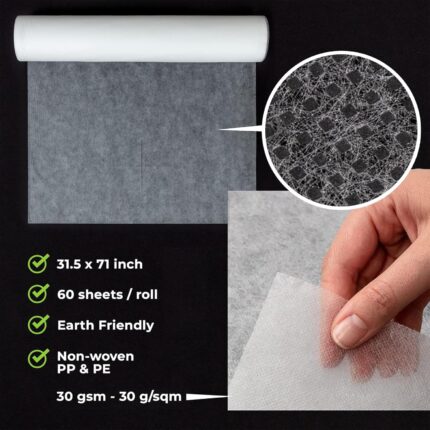 Roll of MASERTIO Disposable Massage Bed Covers, white non-woven material, for professional spa and salon use.