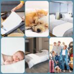 Stack of 100 white OUMETE disposable massage table sheets, unfolded to show their rectangular shape and texture.