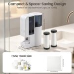 SUMBOHK hot towel warmer machine on a countertop, dispensing a warm, moist towel for facial use.