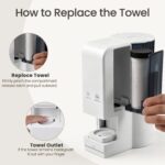 SUMBOHK hot towel warmer machine on a countertop, dispensing a warm, moist towel for facial use.